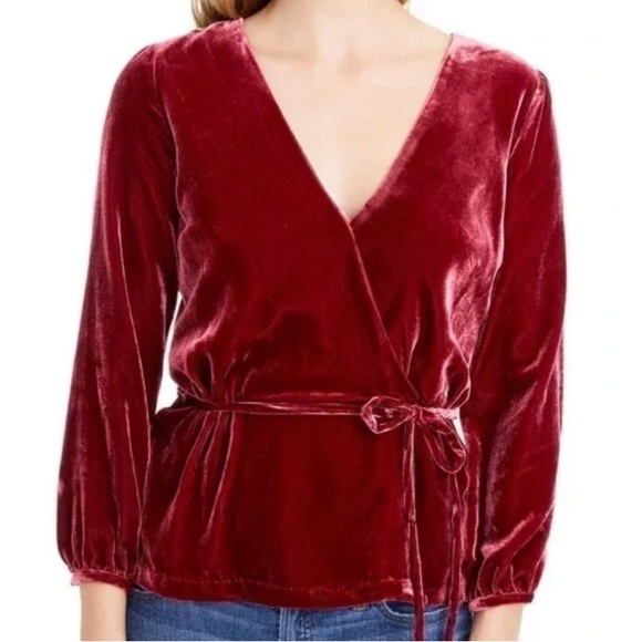 J. Crew Faux-wrap top in drapey velvet | size 00P - Picture 5 of 10
